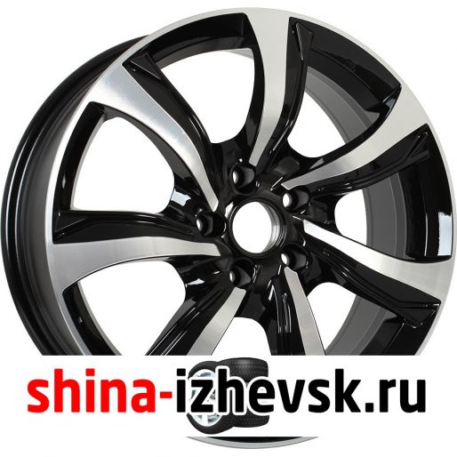 Колесный диск КиК Либерти 7xR17 5×114.3 ET40 DIA66.1 черный глянцевый с полированными элементами лицевой поверхности в Ижевске